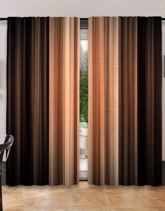 Homex Long Crush Window Curtain Parda - 2 Piece Set (4ft x 6ft) Light Brown