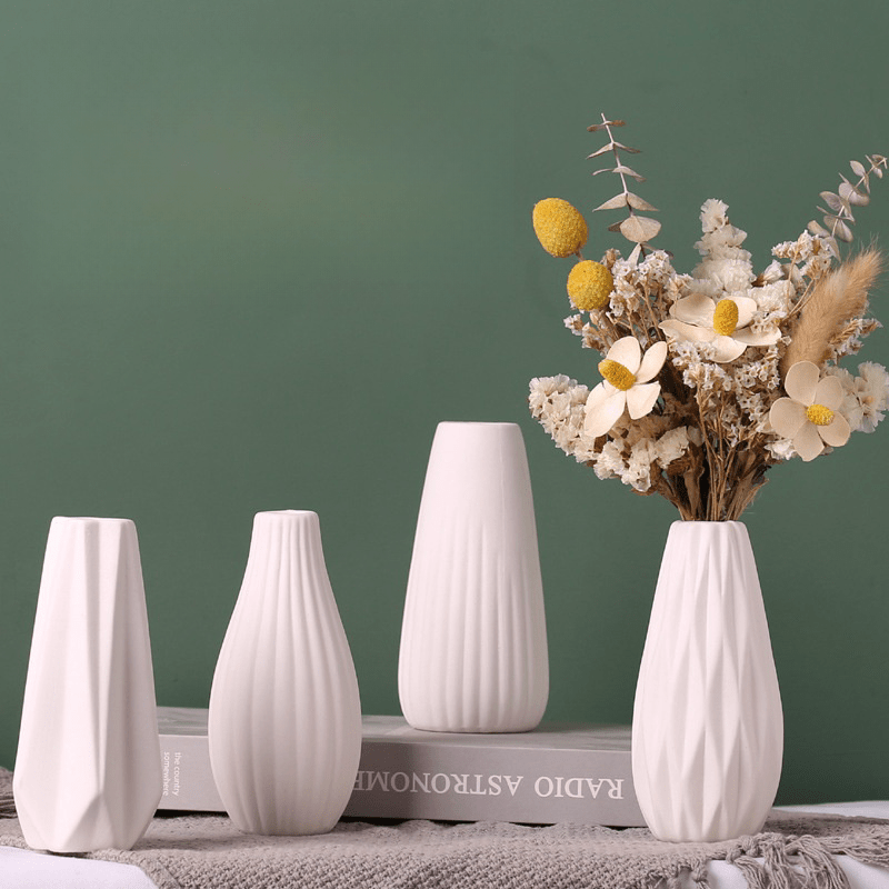 4pcs Ceramic Vase Ornaments Creative White Vegetarian Crafts Home Decoration Ornaments Hydroponic Vase For Mothers Day Party Spring Graduation School Season Decor