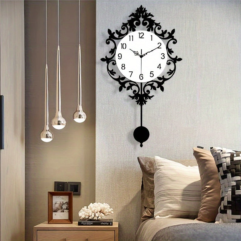 Elegant Silent Wall Clock with Carved Hollow Design  Perfect for Home Office  Kitchen Decor  Ideal Mothers Day New Year Easter Gift