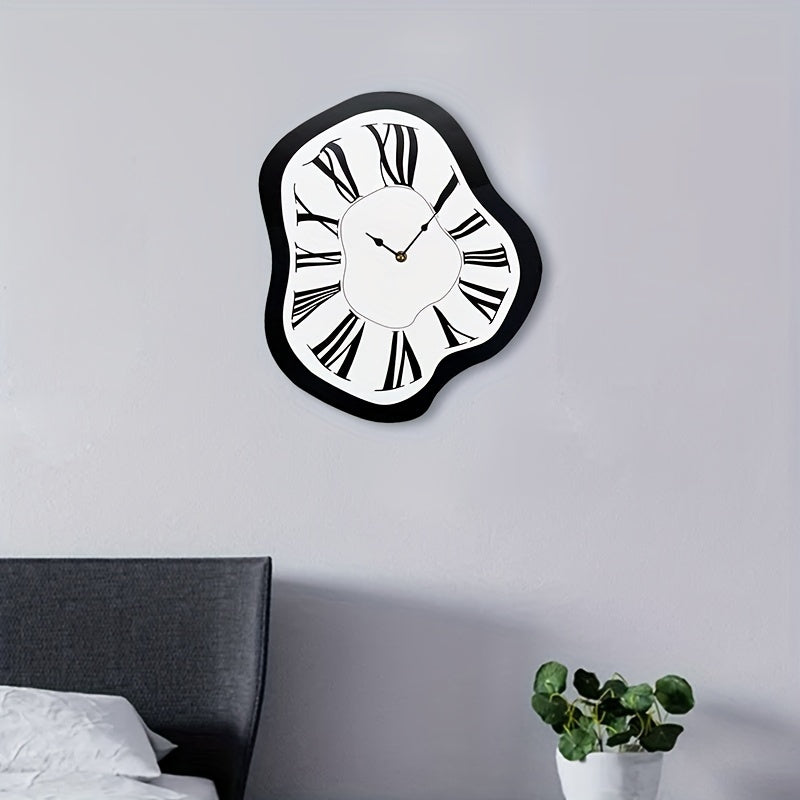 1pc Melting Roman Numerals Wall Clock Acrylic Irregular Twisted Design Silent Quartz Movement No Ticking Modern Artistic Home Decor For Living Room Bedroom Study