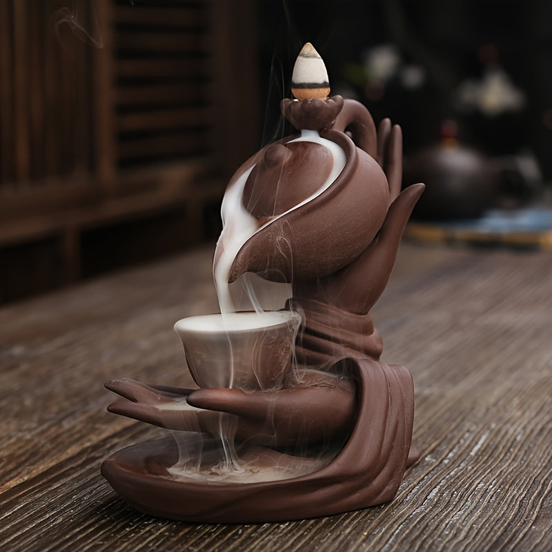 1pc Backflow Incense Burner Ceramic Crafts Ornaments Incense Deodorant Yoga Backflow Reverse Flow Incense Burner Crafts Indoor Incense Sandalwood Ornaments